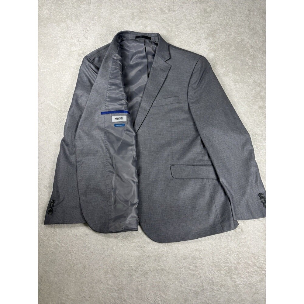 Kenneth Cole Reaction Techni-Cole Gray Suit Jacket 48R Polyester Blend